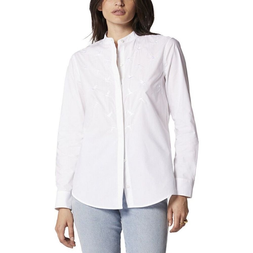 Equipment Cherine Collarless Button up Embroidered Shirt NEW